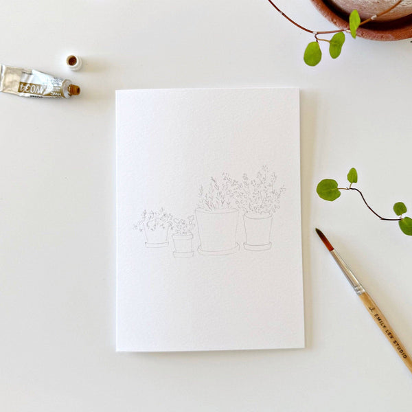 Potted Plants Paintable Notecards - DIGS