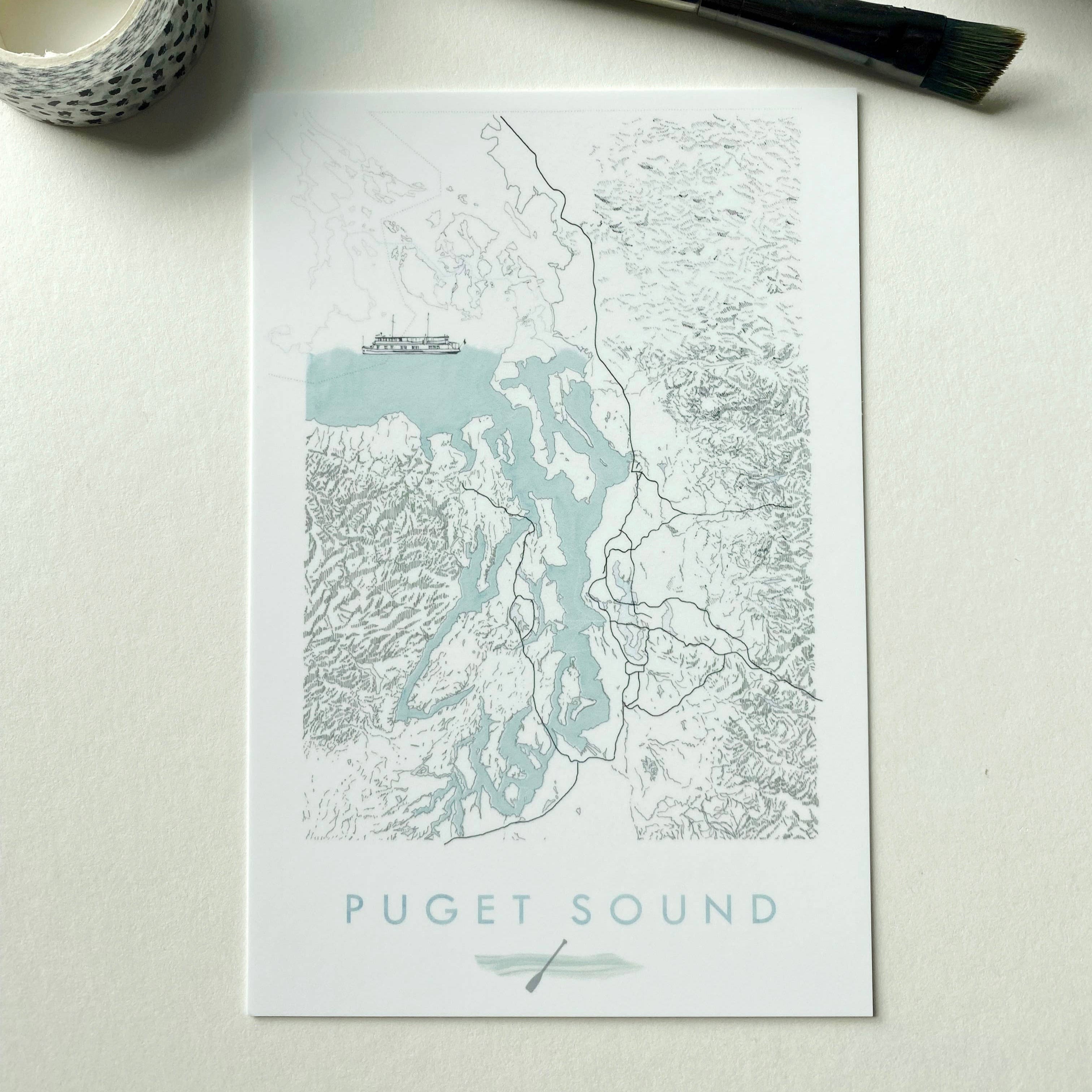 Puget Sound Map Postcard - DIGS