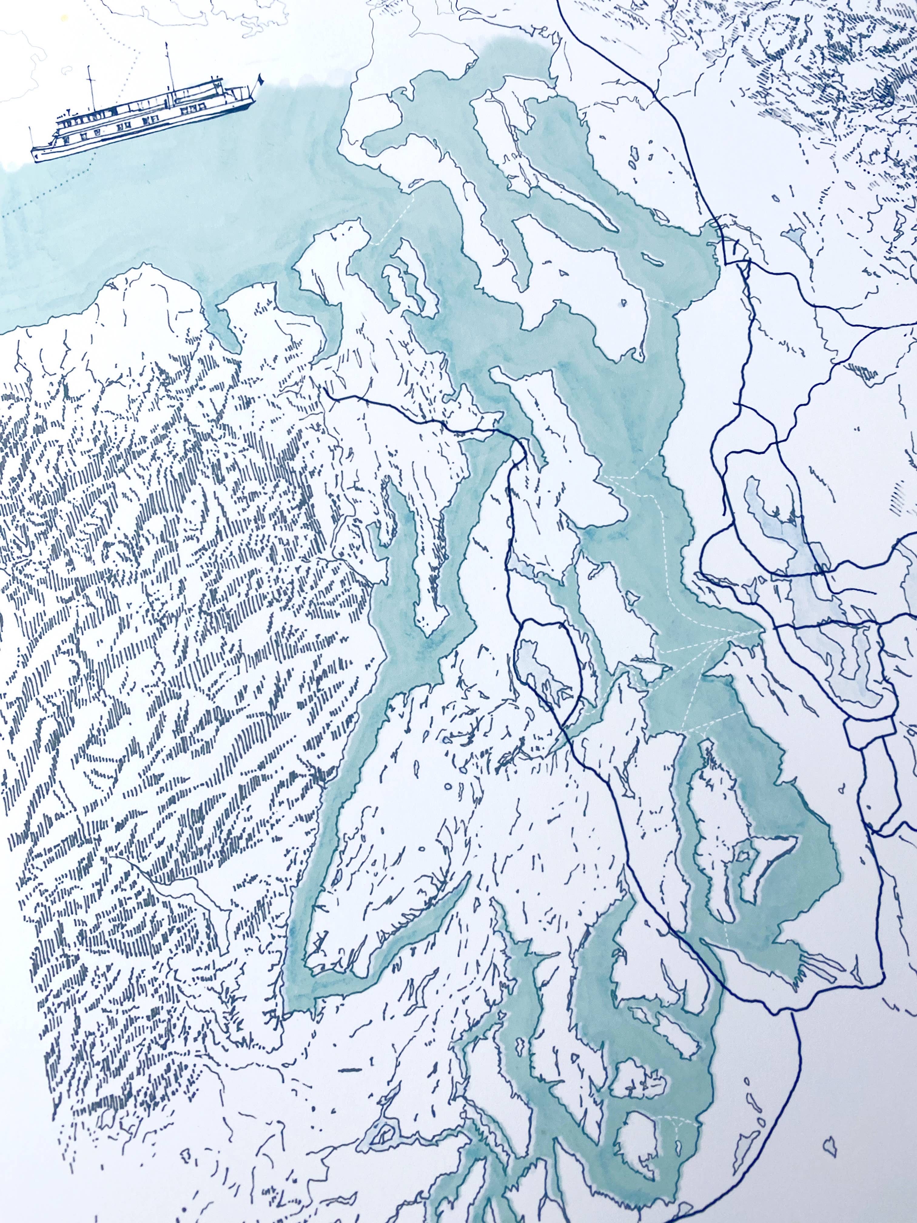 Puget Sound Topo Map Print - DIGS