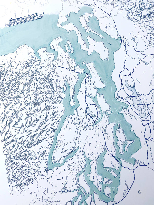 Puget Sound Topo Map Print - DIGS