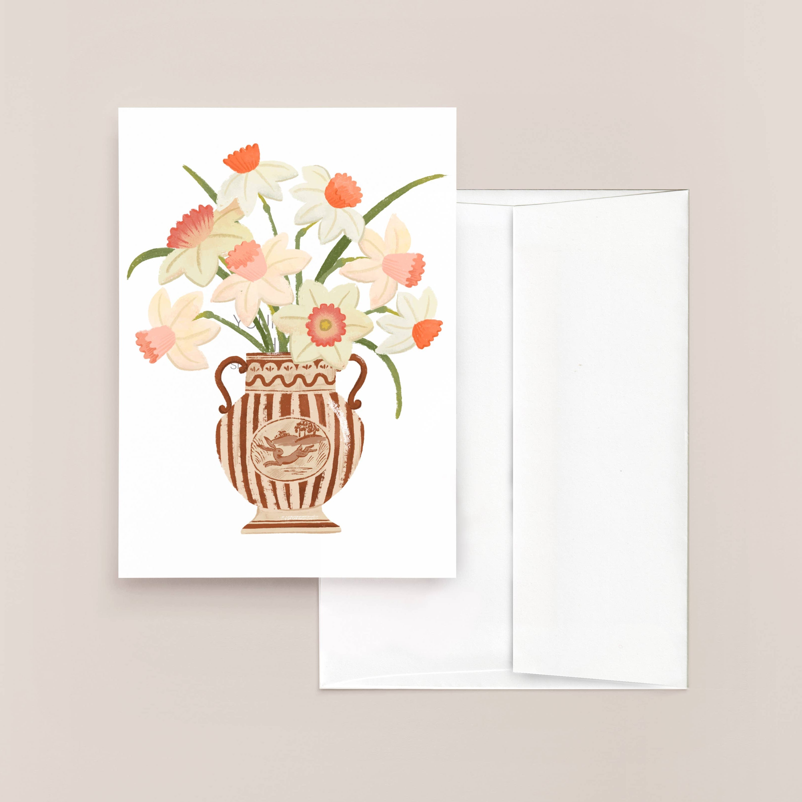 Rabbit Vase With Daffodils Card - DIGS