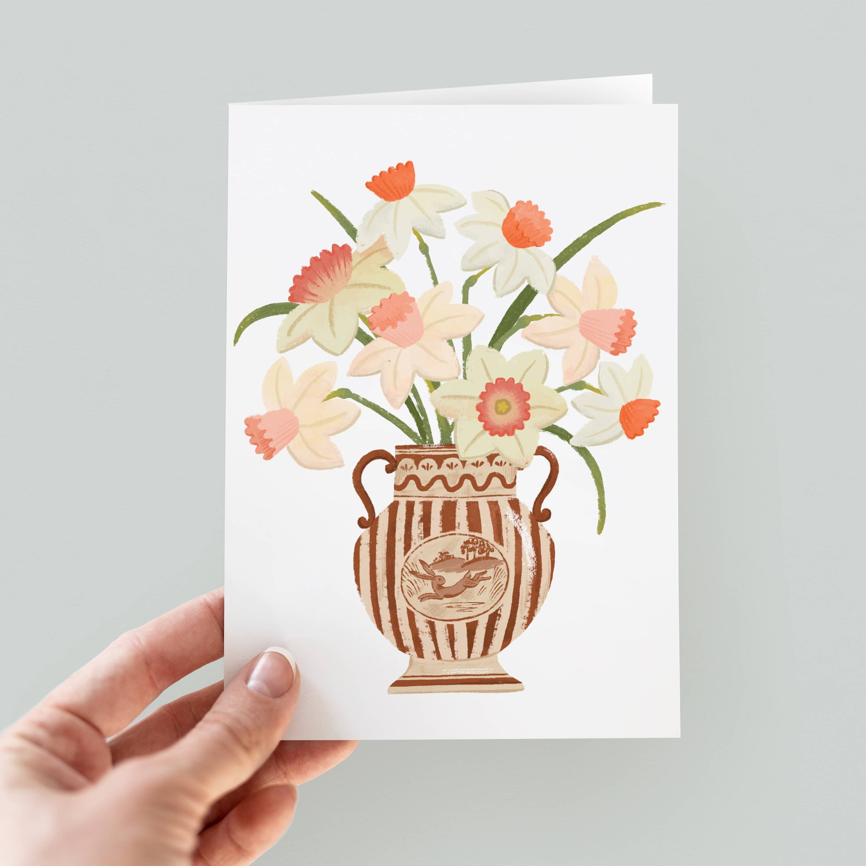 Rabbit Vase With Daffodils Card - DIGS