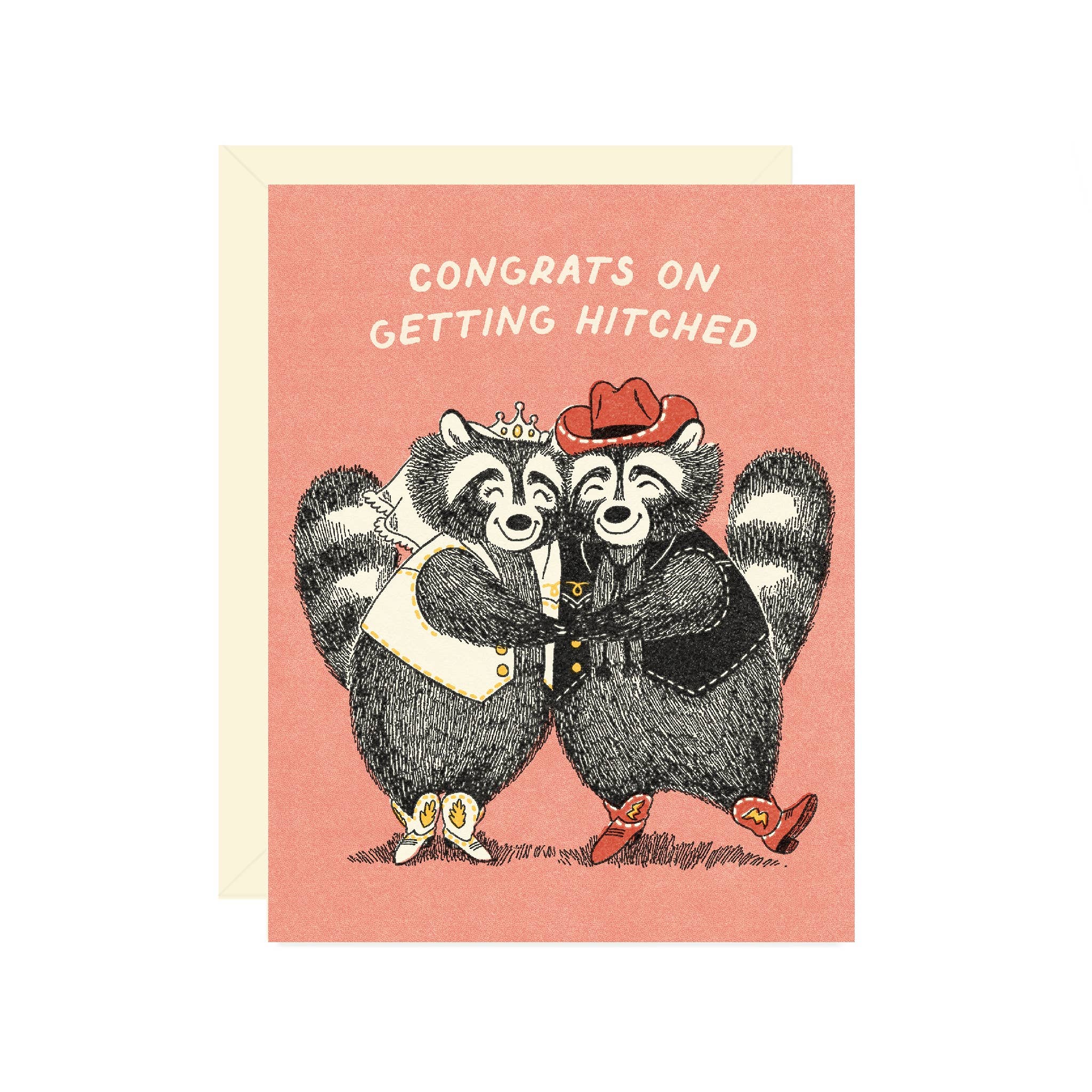 Raccoons Hitched Wedding Card - DIGS