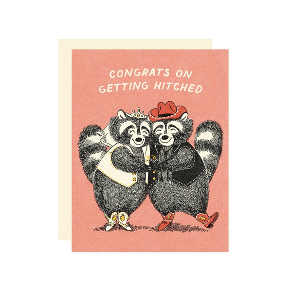 Raccoons Hitched Wedding Card - DIGS