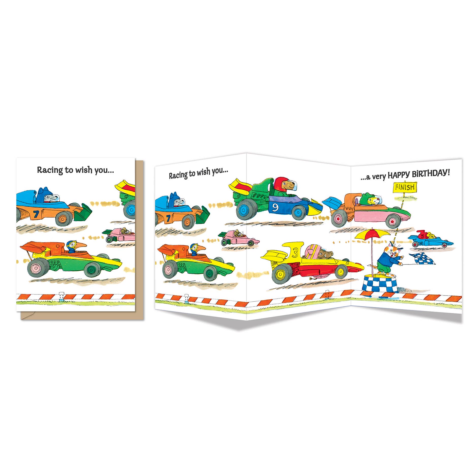 Racing Party Birthday Tri - Fold Card - DIGS