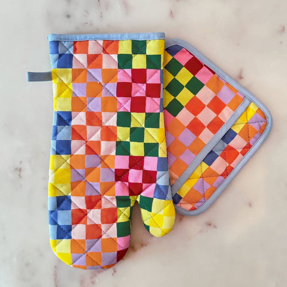 Rainbow Check Oven Mitt + Pot Holder - DIGS