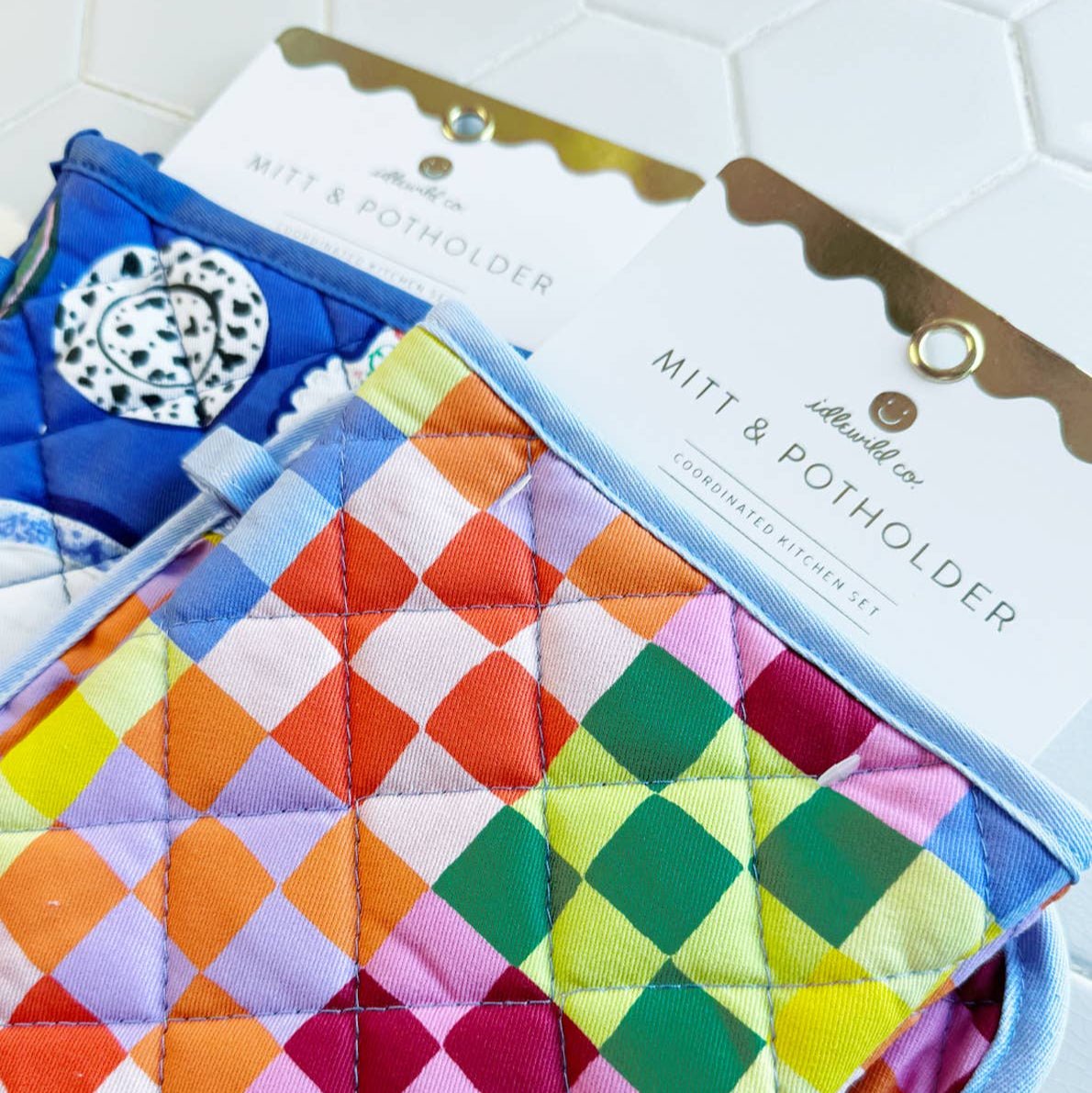 Rainbow Check Oven Mitt + Pot Holder - DIGS