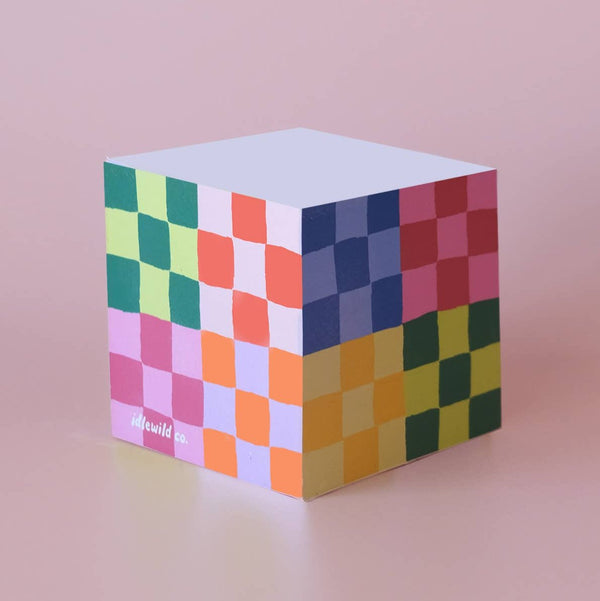 Rainbow Check Sticky Note Cube - DIGS