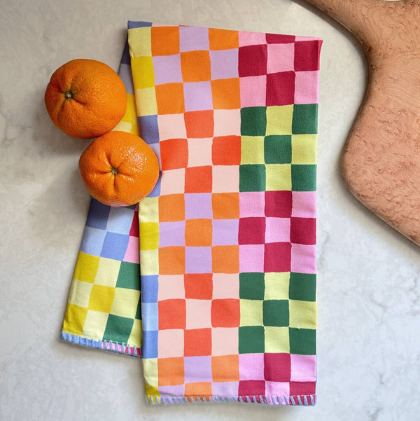 Rainbow Checks Tea Towel - DIGS