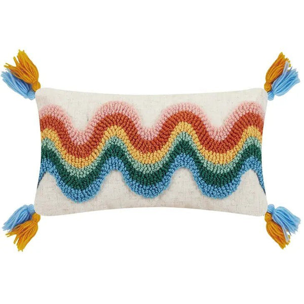Rainbow Wave with Tassels Hook Pillow - DIGS