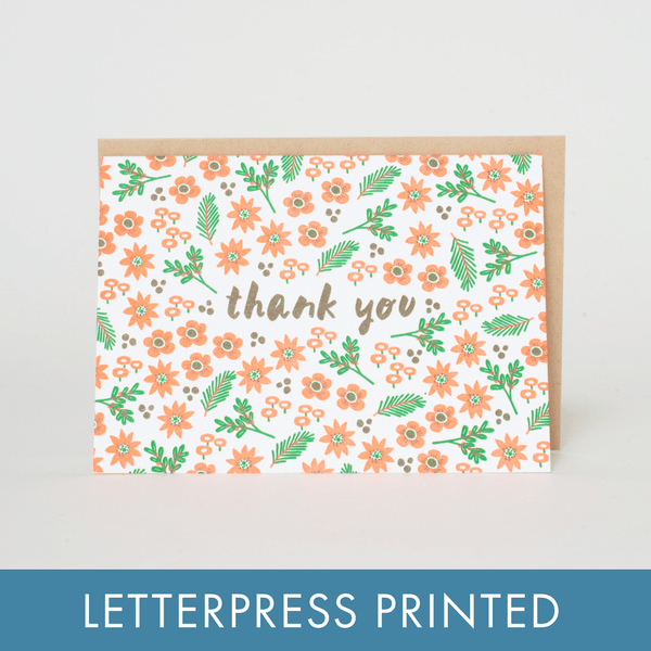 Red Floral Thank You Card - DIGS
