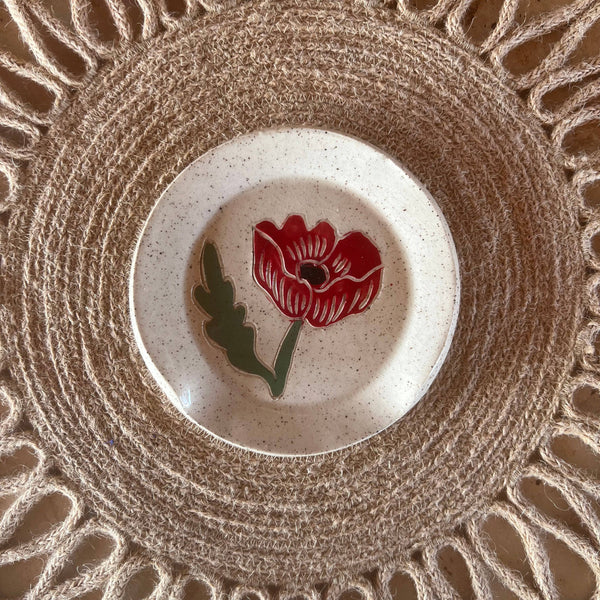 Red Poppy Sgraffito Spoon Rest - DIGS