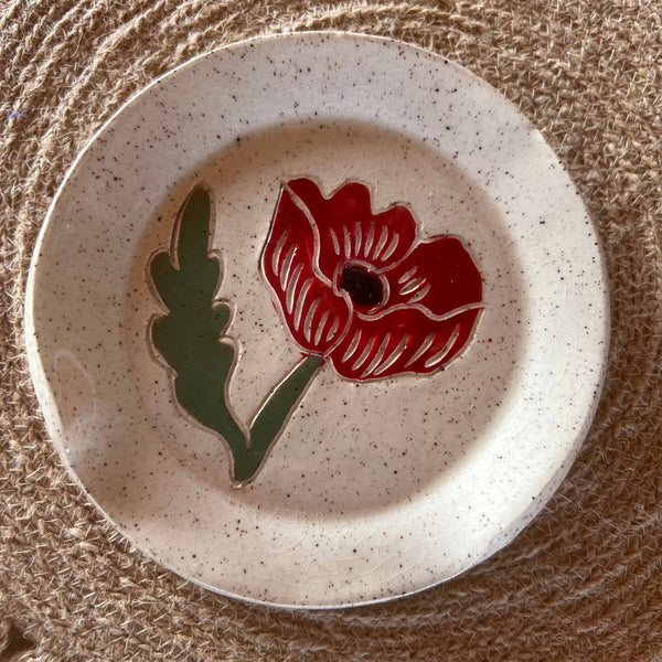 Red Poppy Sgraffito Spoon Rest - DIGS