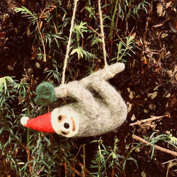 Santa Hat Sloth Ornament - DIGS