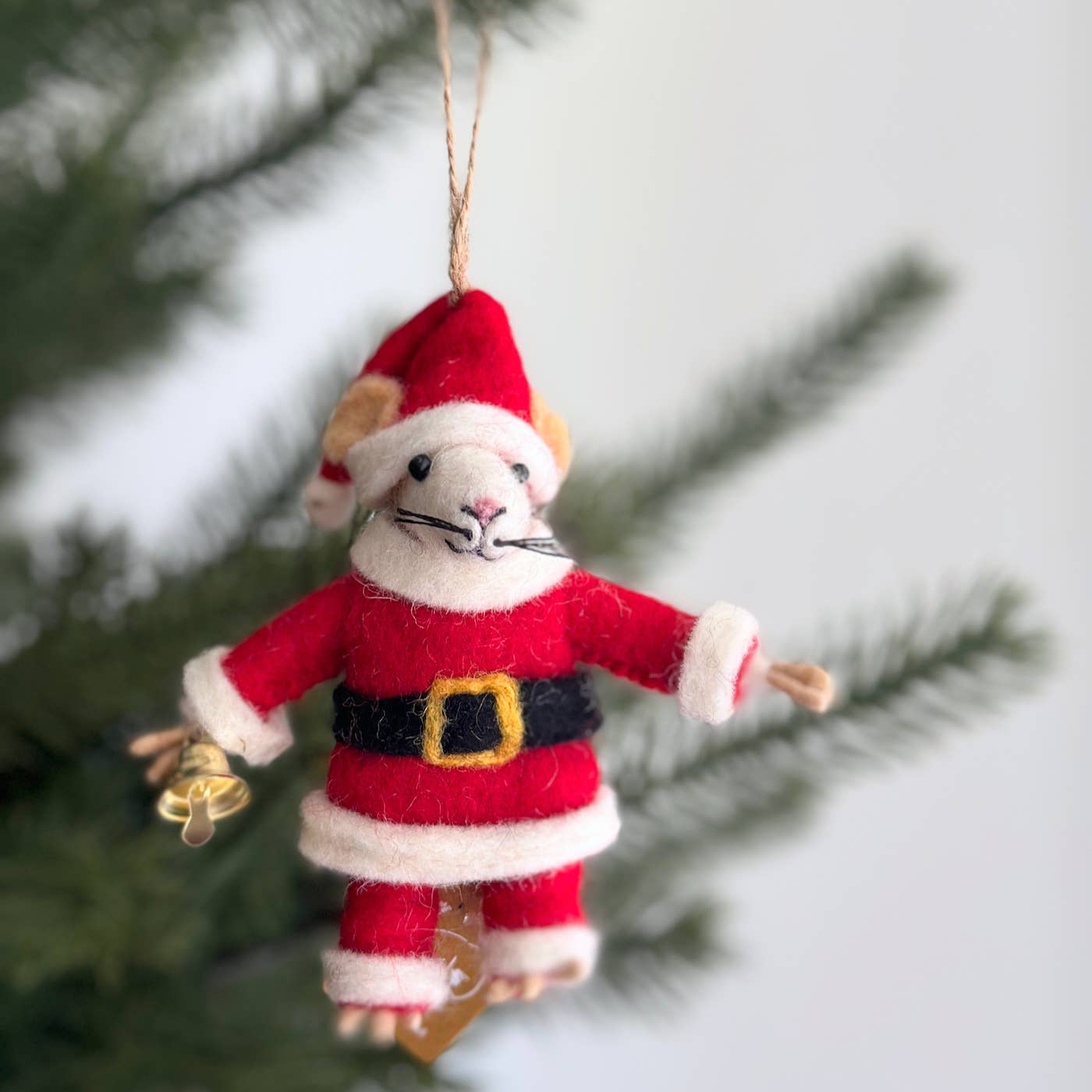 Santa Mouse With Bell Ornament - DIGS