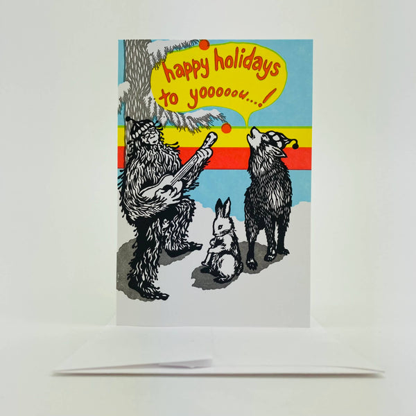 Sasquatch And Friends Happy Holidays Card - DIGS