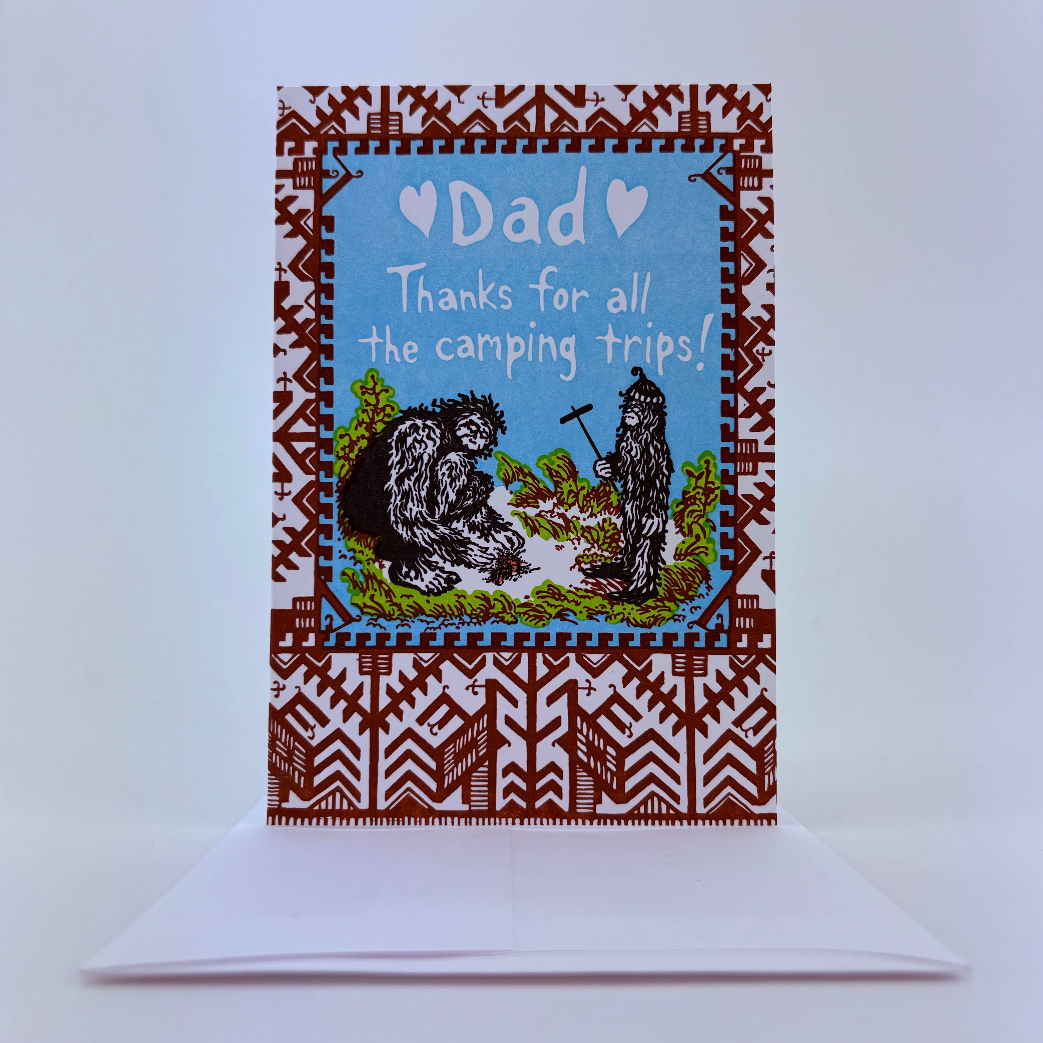 Sasquatch Camping Trips Father's Day Card - DIGS