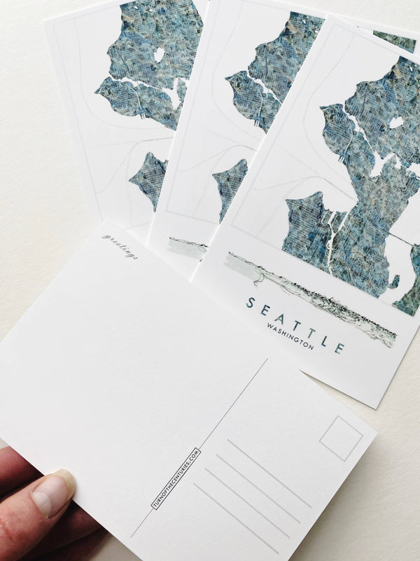 Seattle Watercolor Map Postcard - DIGS