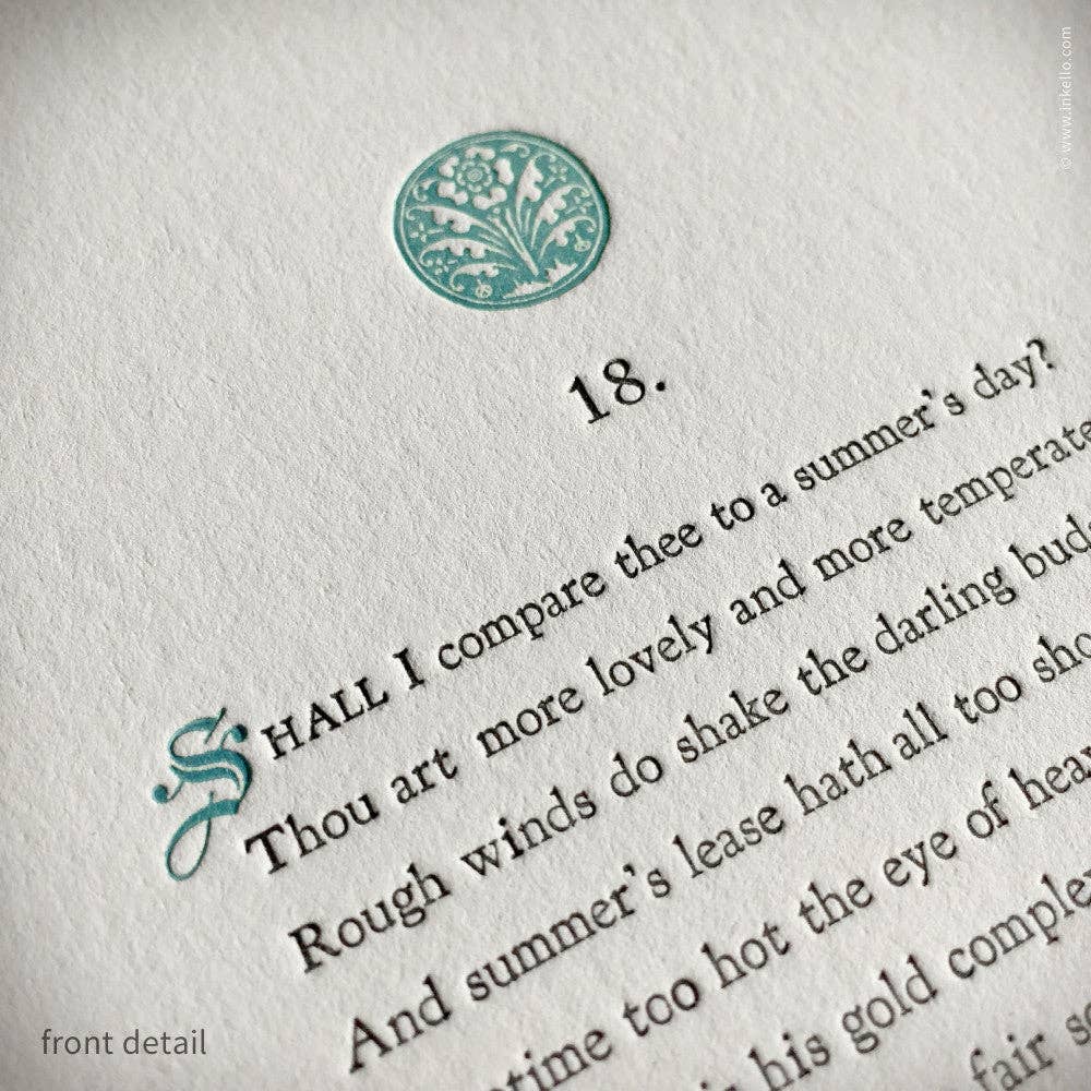 Shakespeare's 18th Sonnet Love Card - DIGS