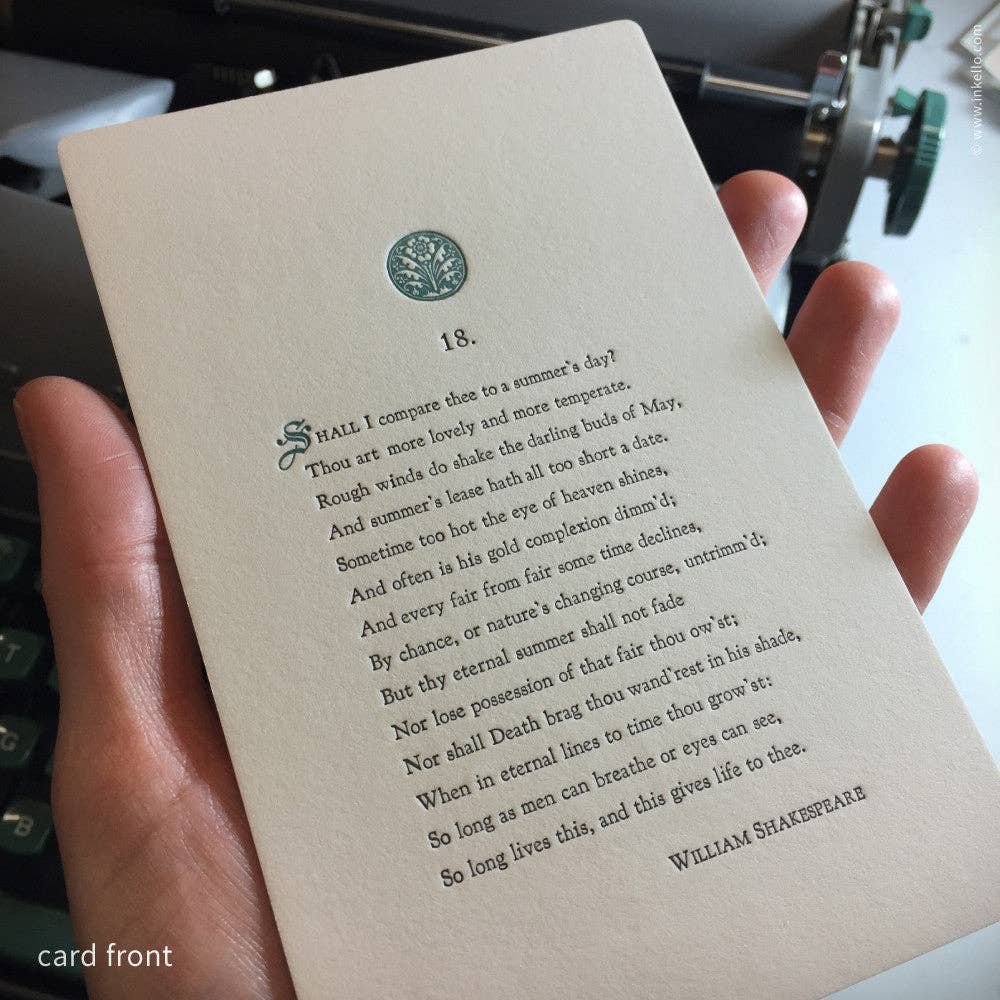 Shakespeare's 18th Sonnet Love Card - DIGS