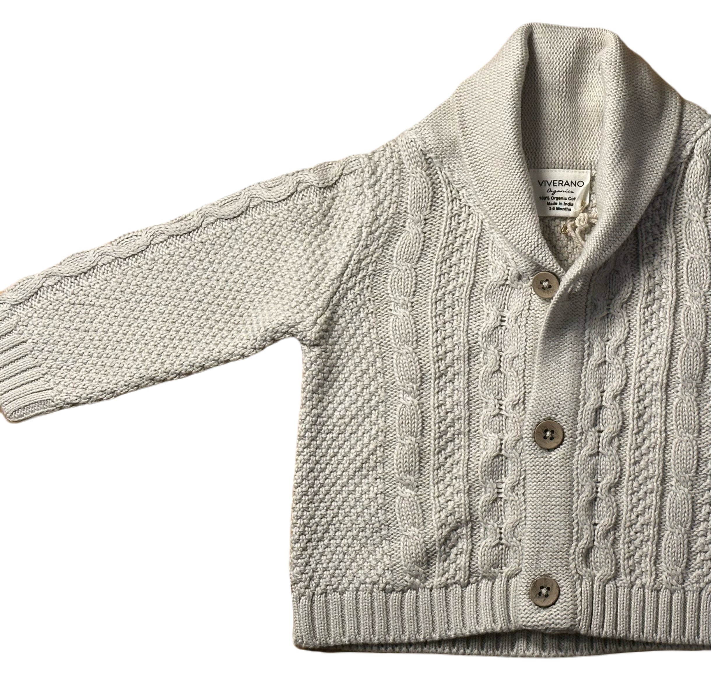 Shawl Collar Cable Knit Baby Cardigan - DIGS