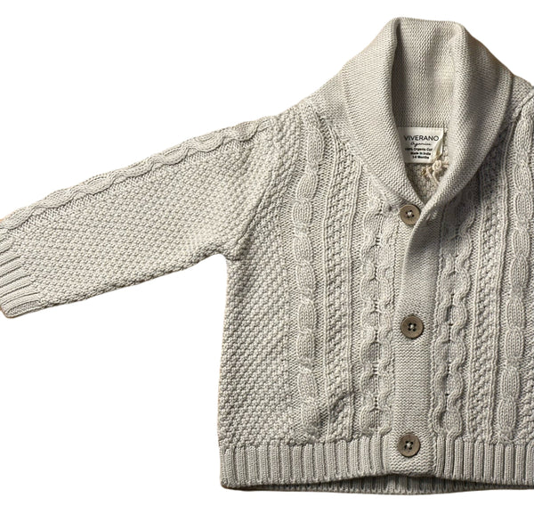 Shawl Collar Cable Knit Baby Cardigan - DIGS