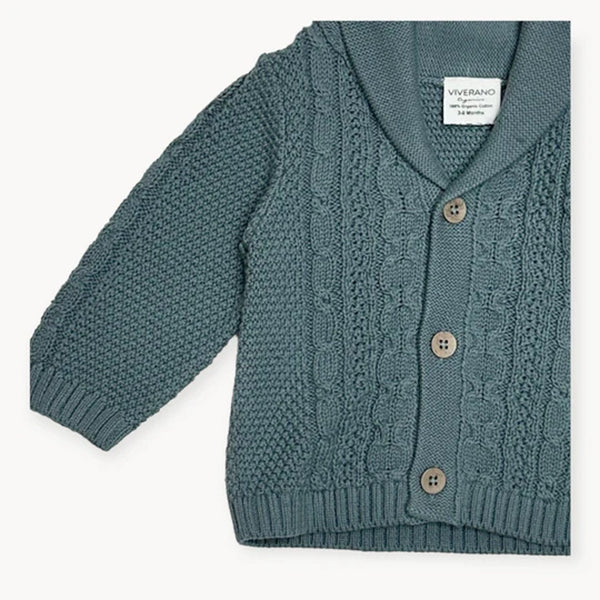 Shawl Collar Cable Knit Baby Cardigan - DIGS