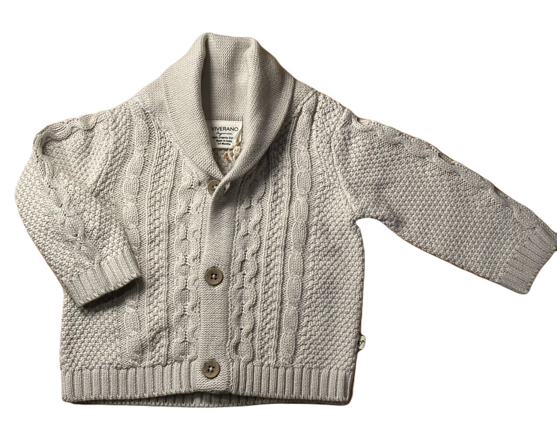 Shawl Collar Cable Knit Baby Cardigan - DIGS