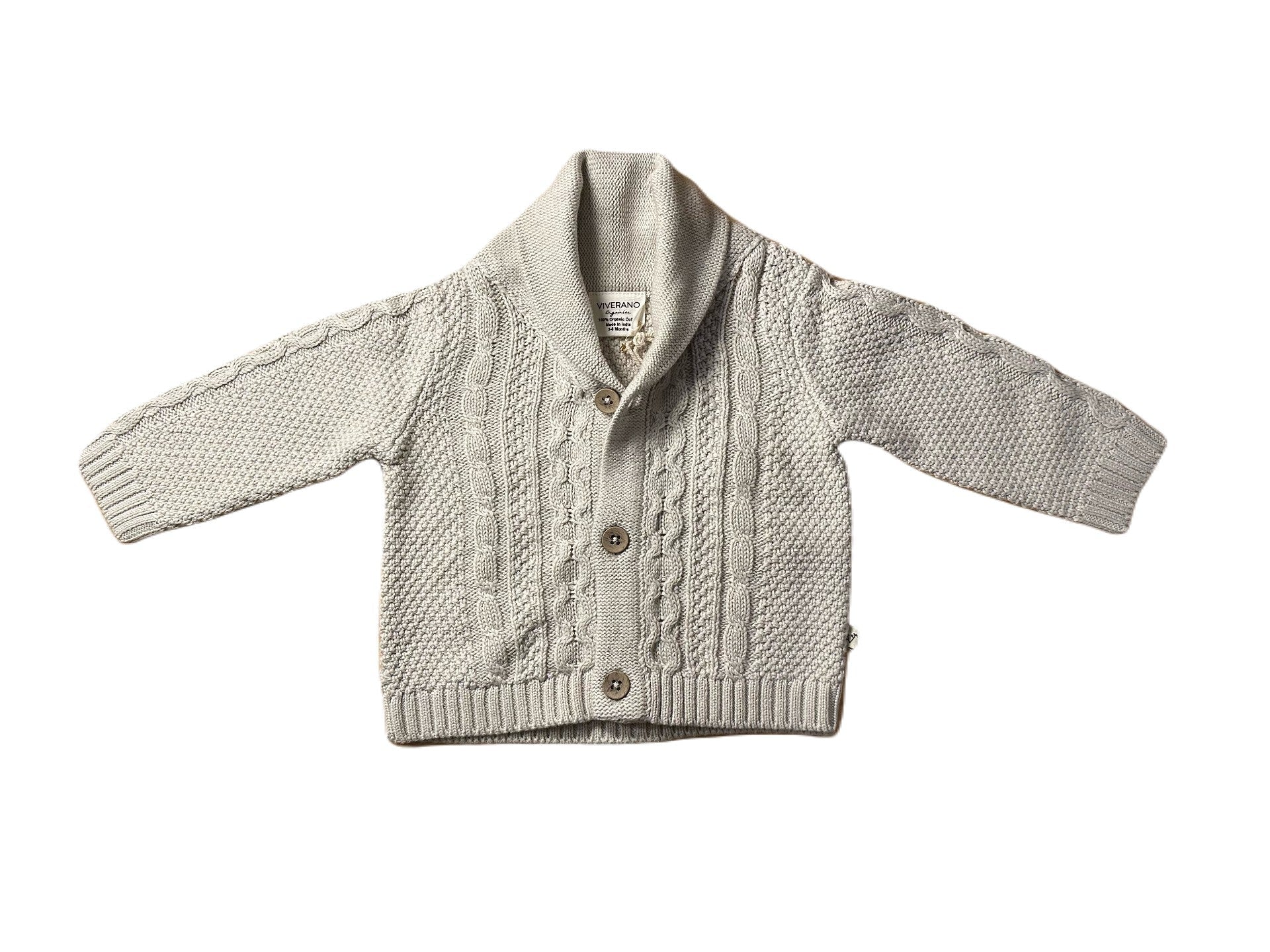 Shawl Collar Cable Knit Baby Cardigan - DIGS