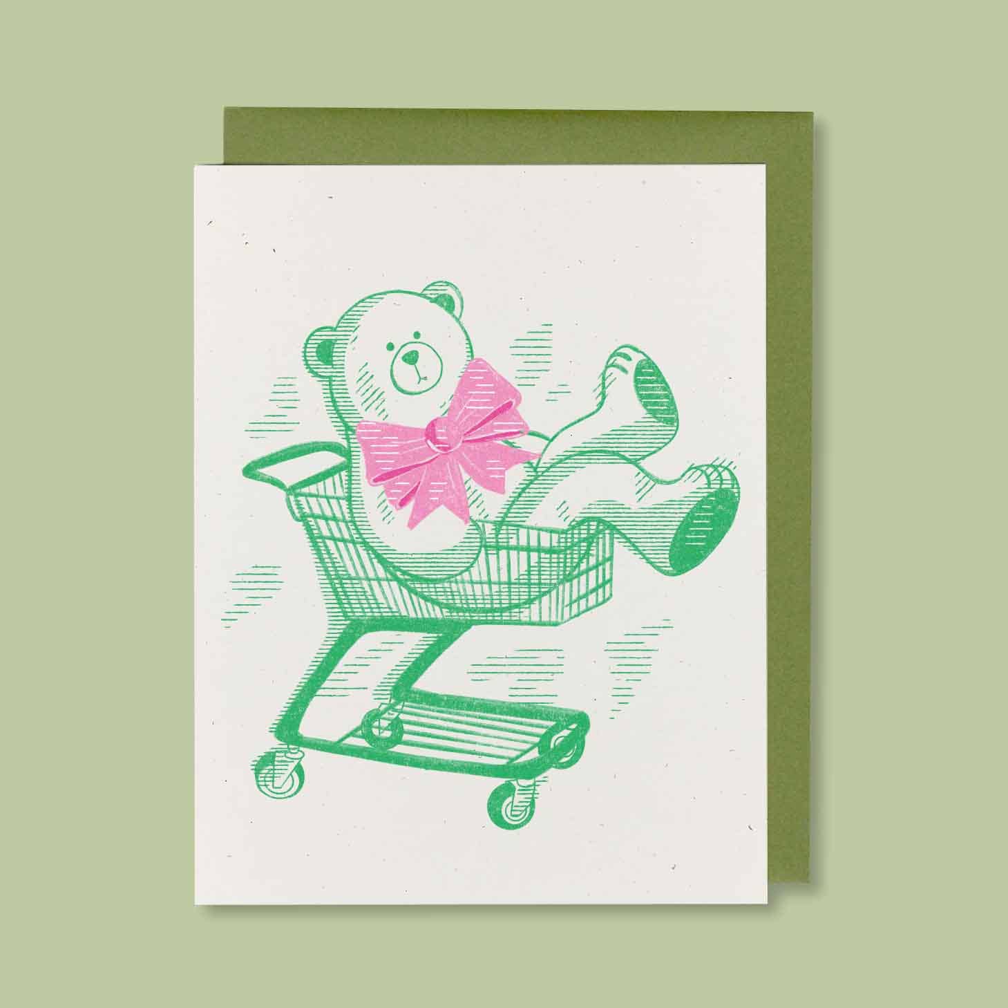 Shopping Cart Bear Baby Card - DIGS