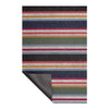 Multicolored striped rug on a white background