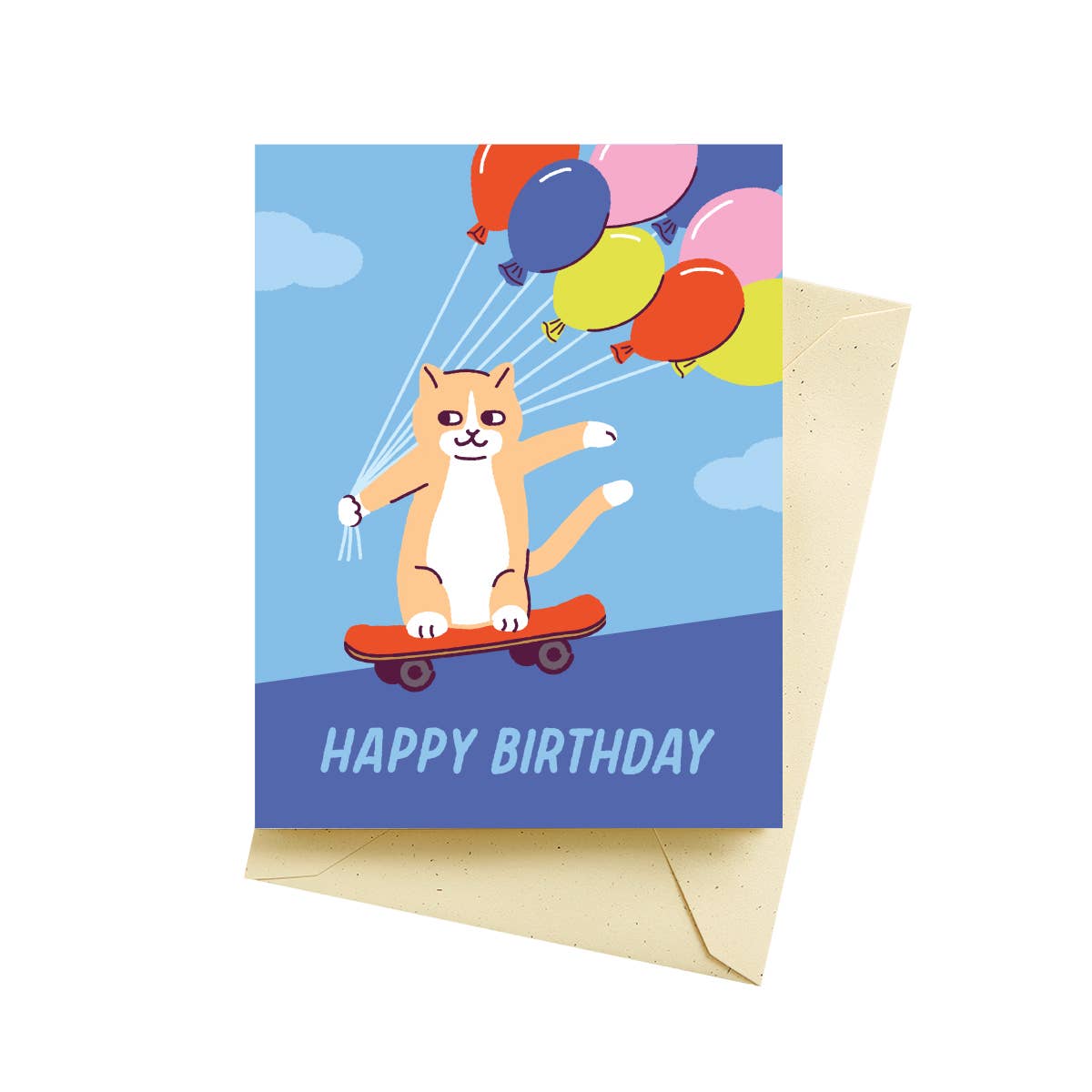 Skater Cat Birthday Card - DIGS
