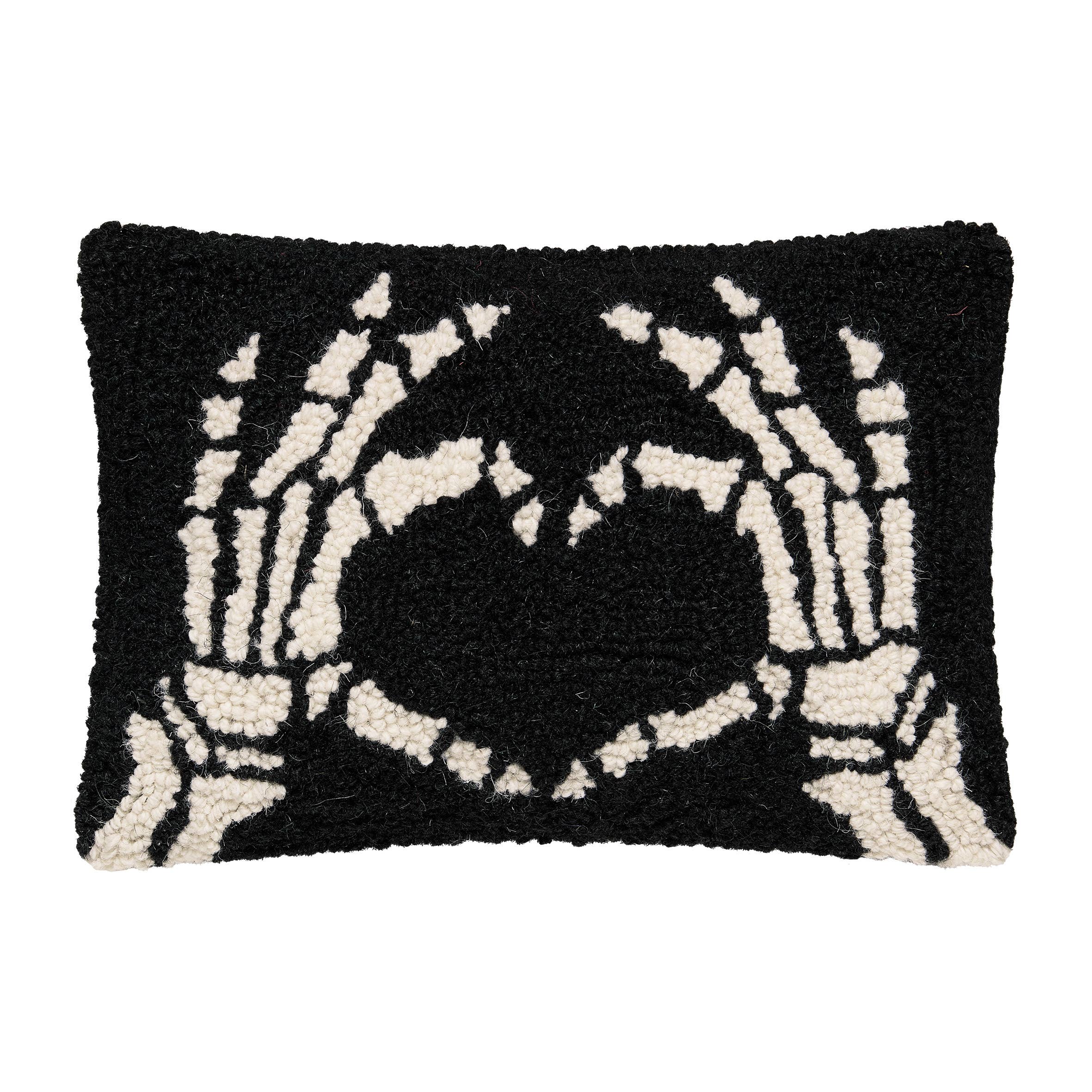 Skeleton Hand Heart Hook Pillow - DIGS