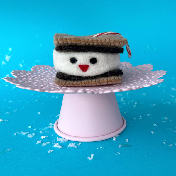 Smiling S'more Felt Wool Ornament - DIGS