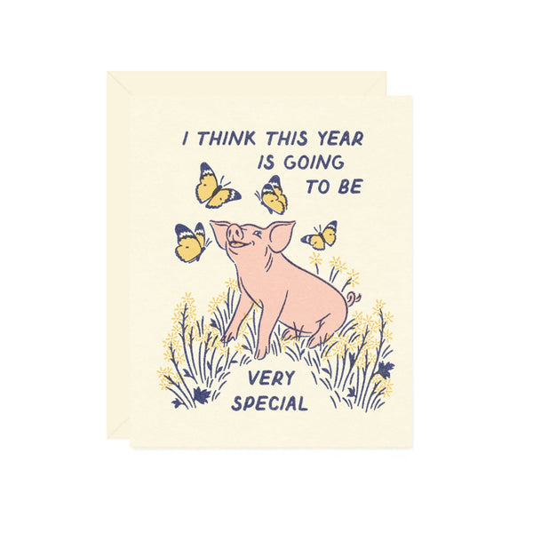 Special Year Pig Birthday Card - DIGS