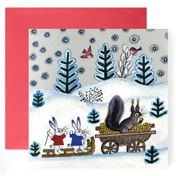 Squirrel and Bunnies Sled Card - DIGS
