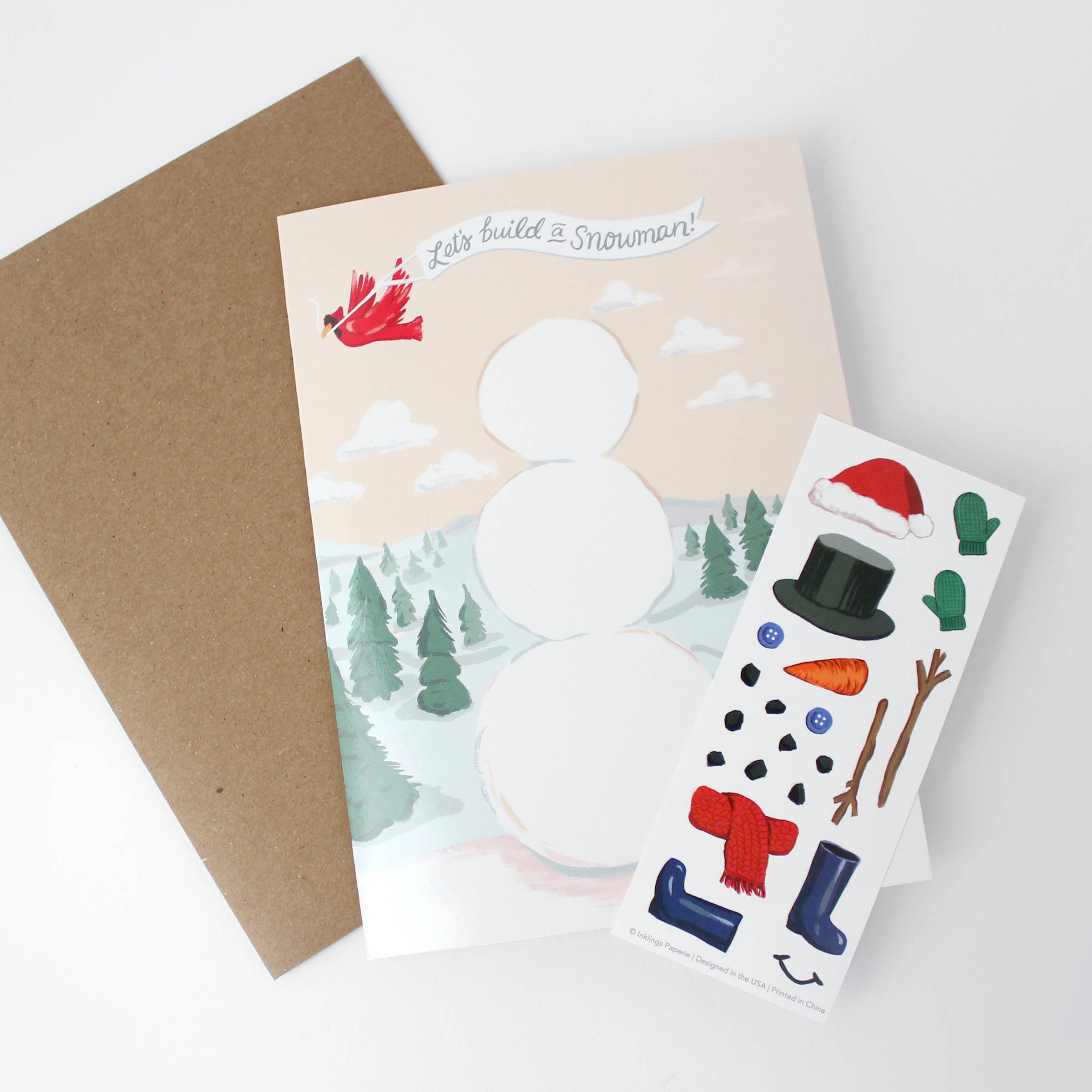 Sticker Scene Card - Build a Snowman - DIGS
