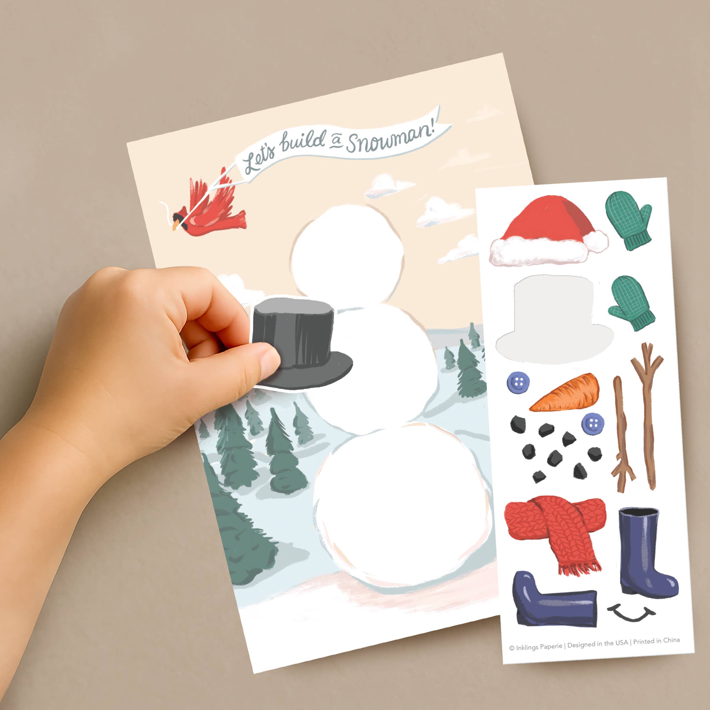 Sticker Scene Card - Build a Snowman - DIGS