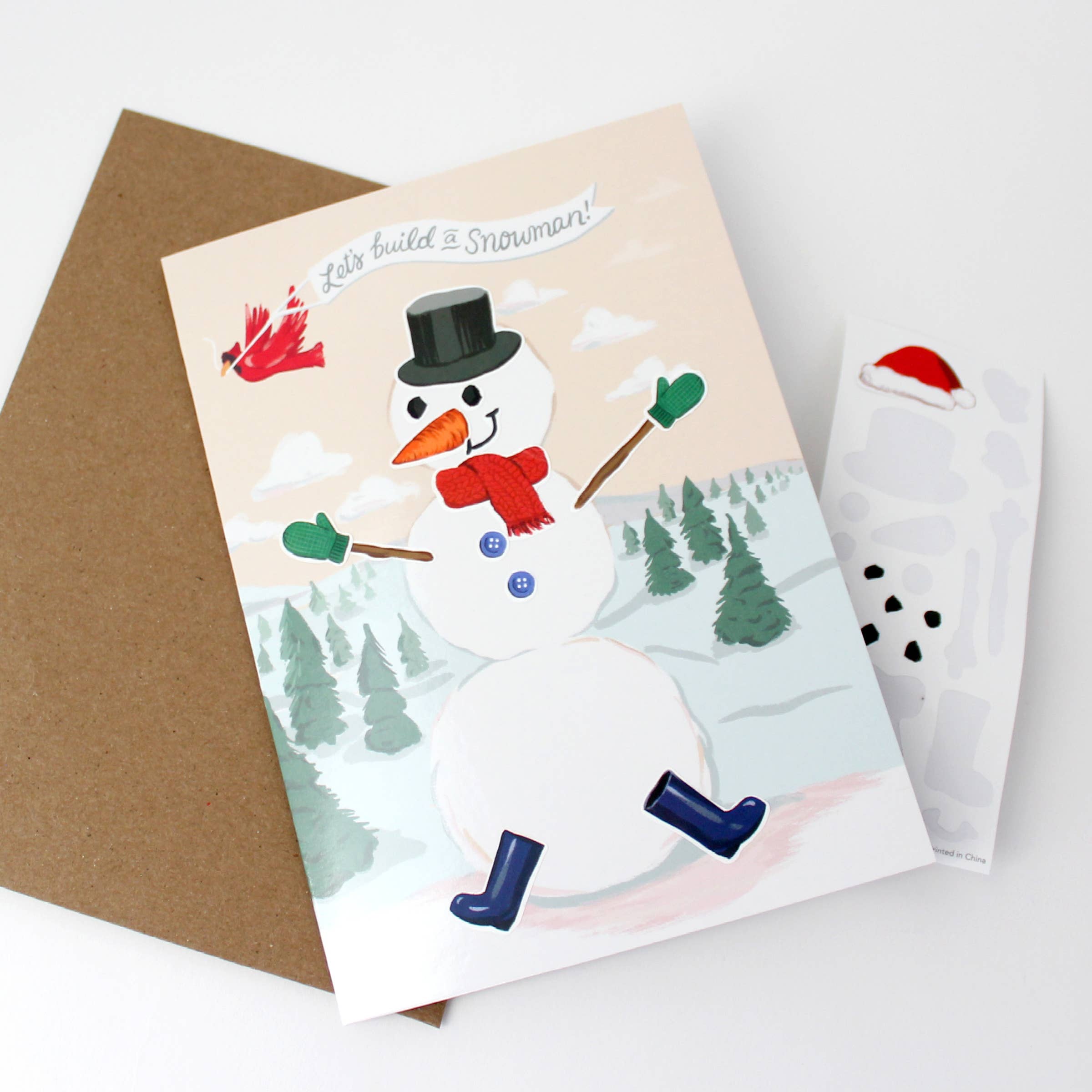 Sticker Scene Card - Build a Snowman - DIGS