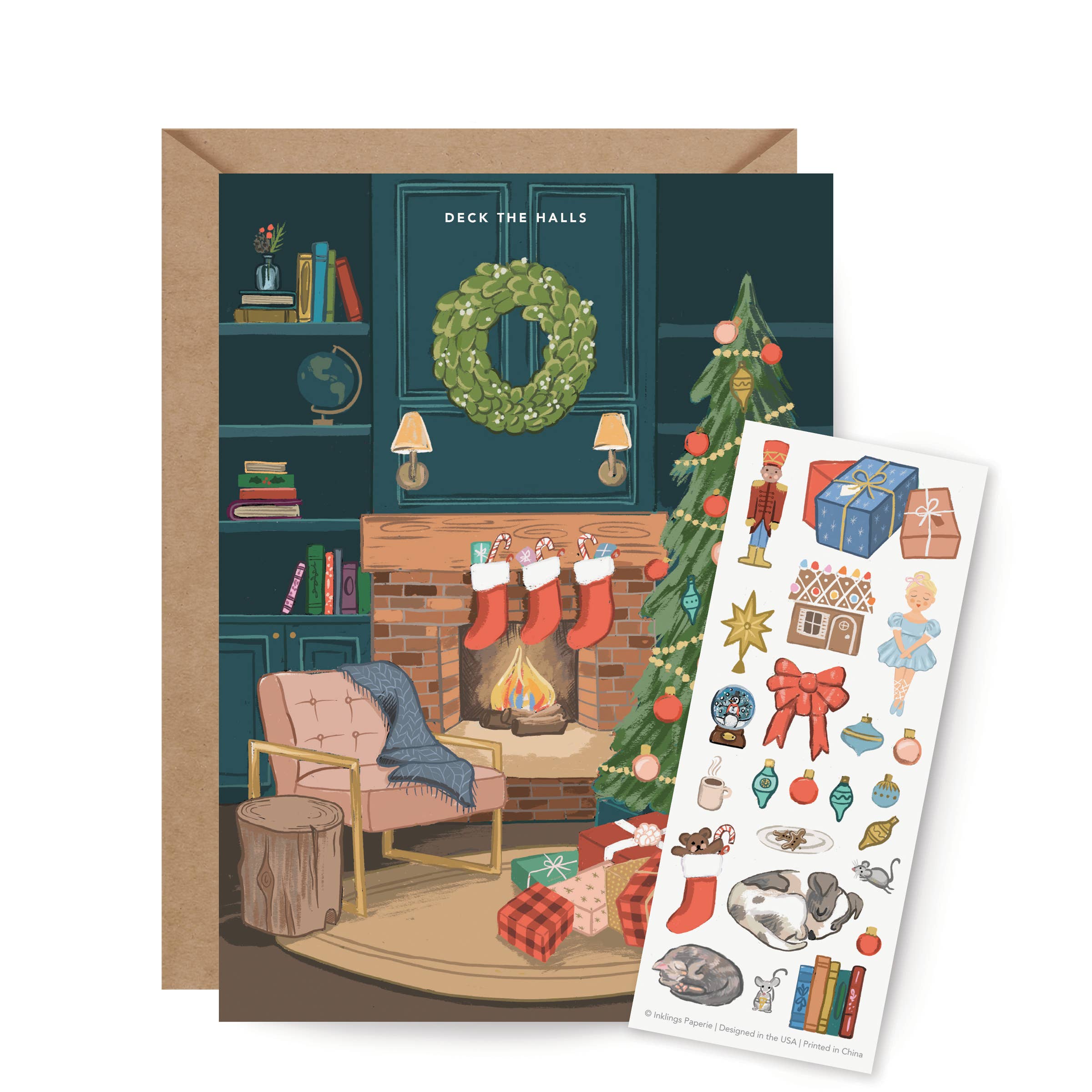 Sticker Scene Card - Cozy Fireplace - DIGS