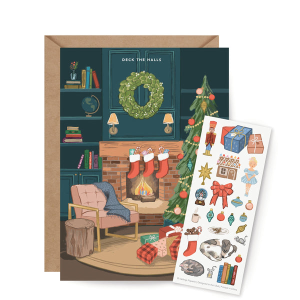 Sticker Scene Card - Cozy Fireplace - DIGS