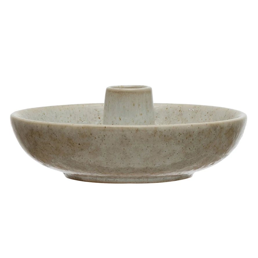 Stoneware Dish With Toothpick/Candle Holder - DIGS