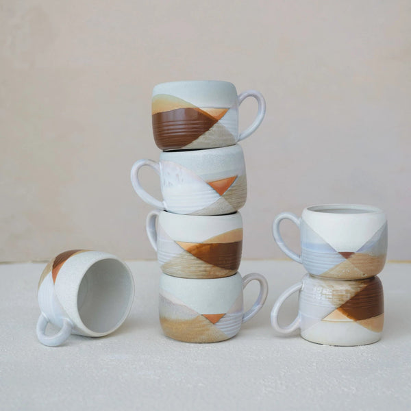 Stoneware Mugs with Geometric Design - DIGS