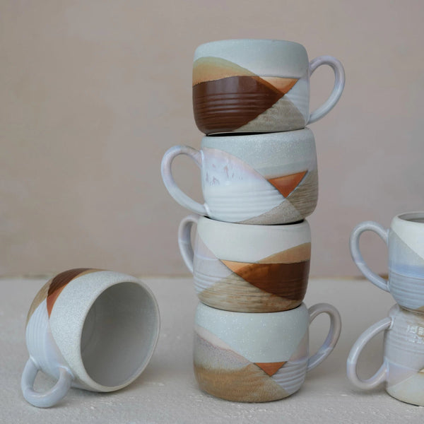 Stoneware Mugs with Geometric Design - DIGS