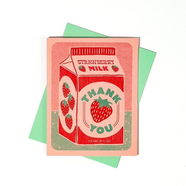 Strawberry Milk Thank You Card - DIGS