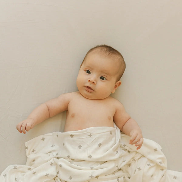 Stretch Knit Crib Sheet: Pebble - DIGS