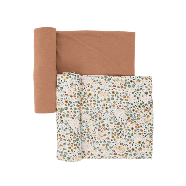 Stretch Knit Swaddle 2 Pack: Pressed Petal + Terracotta - DIGS
