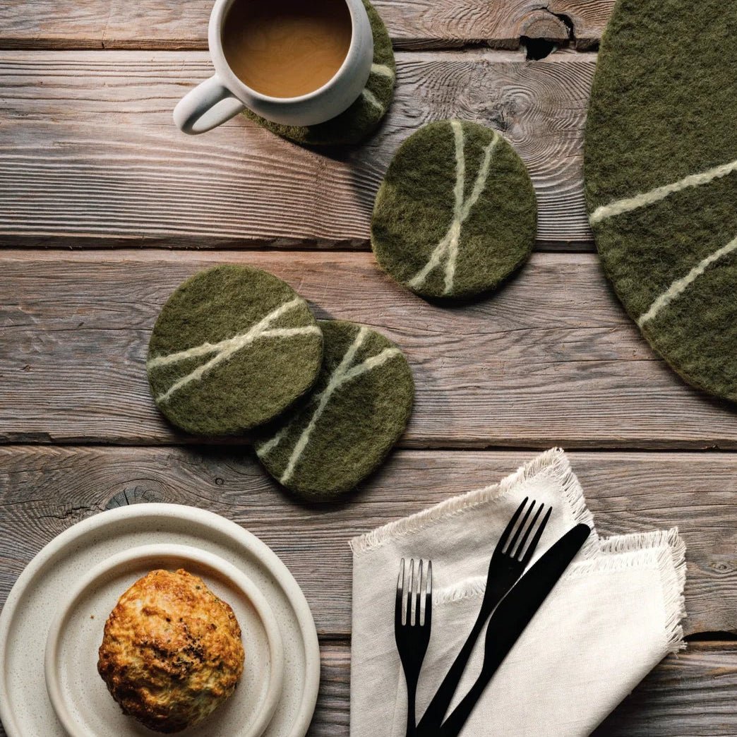 Striato Felted Wool Coasters Set - DIGS