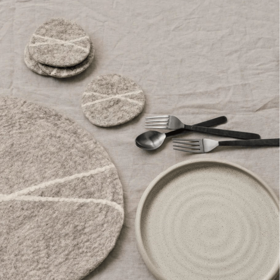 Striato Felted Wool Coasters Set - DIGS