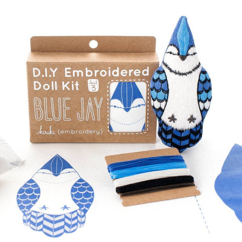 Stuffed Blue Jay Embroidery Kit - DIGS
